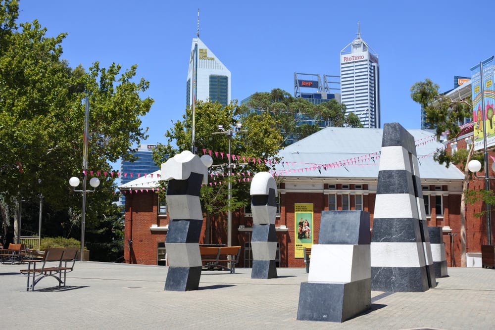 The cultural centre in Perth with the financial centre skyline in the background