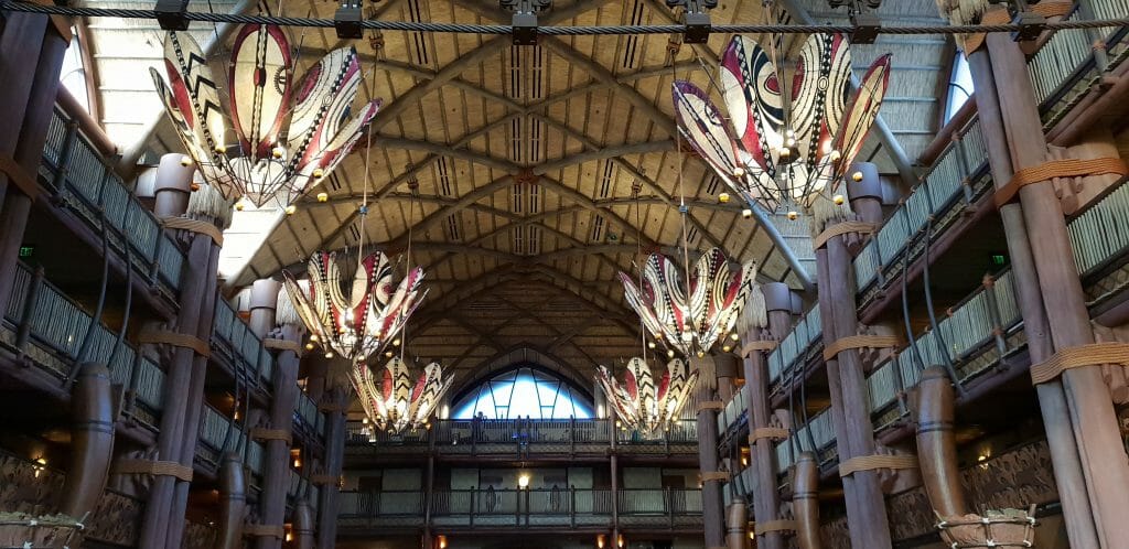 Hotel lobby with African safari lodge designs