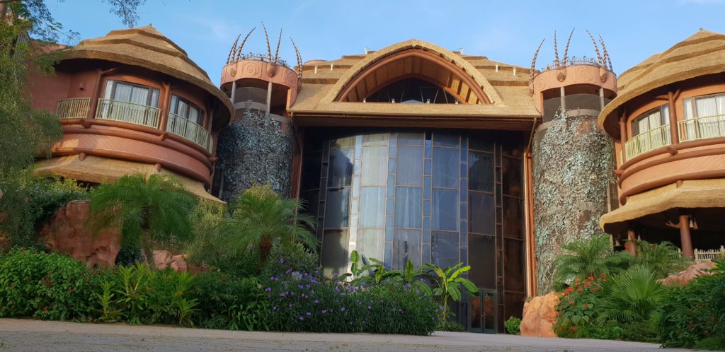 Exterior of Animal Kingdom Lodge is inspired by African safari design