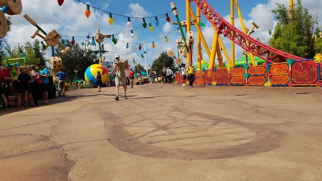 Giant footprint on ground in Toy Story Land