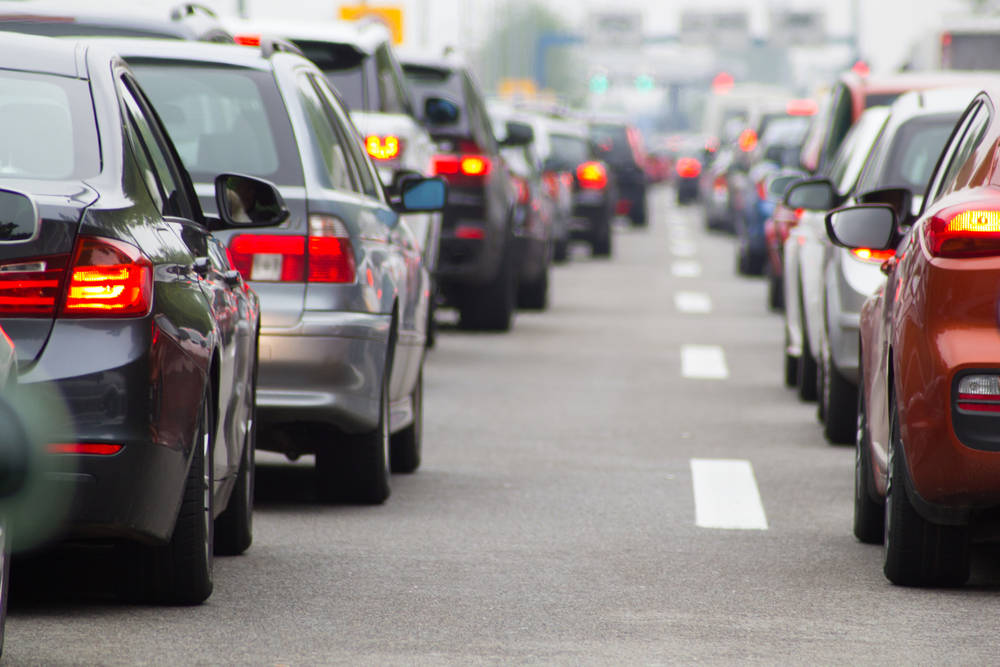 Row of cars in traffic jam