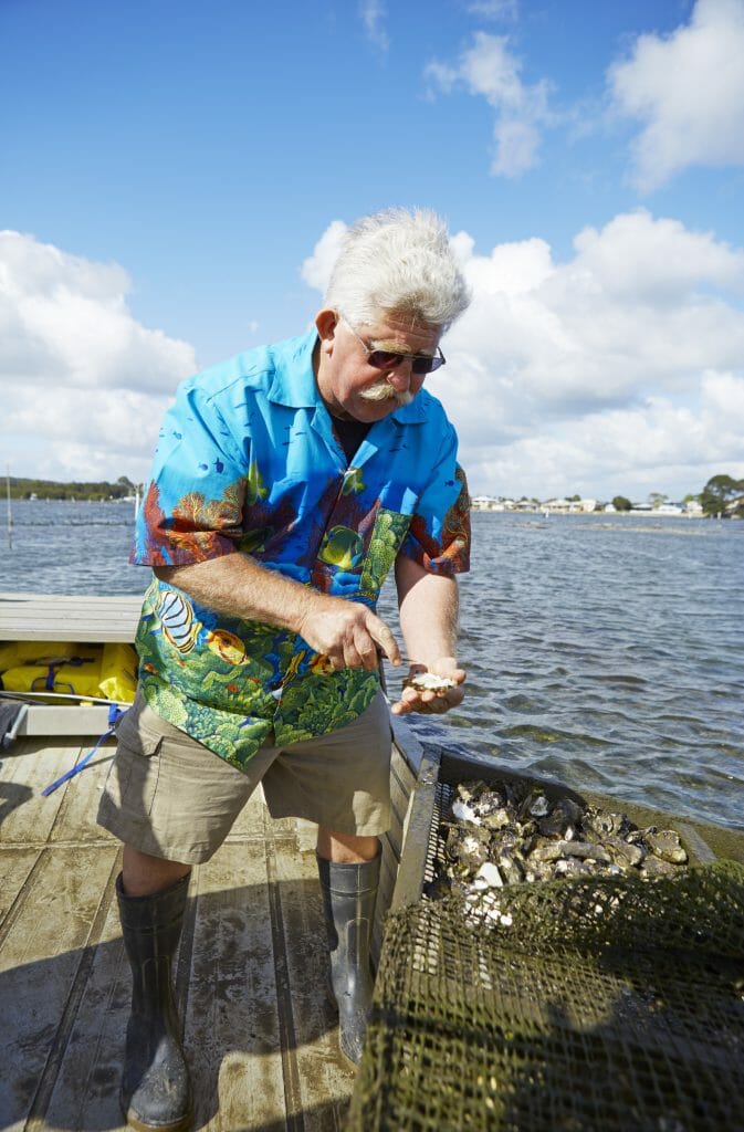 Oyster shucking with Jim Wild at Greenwell Point, Shoalhaven.