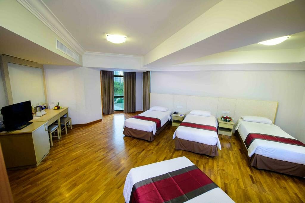The quadruple room at Fort Canning Lodge Singapore.