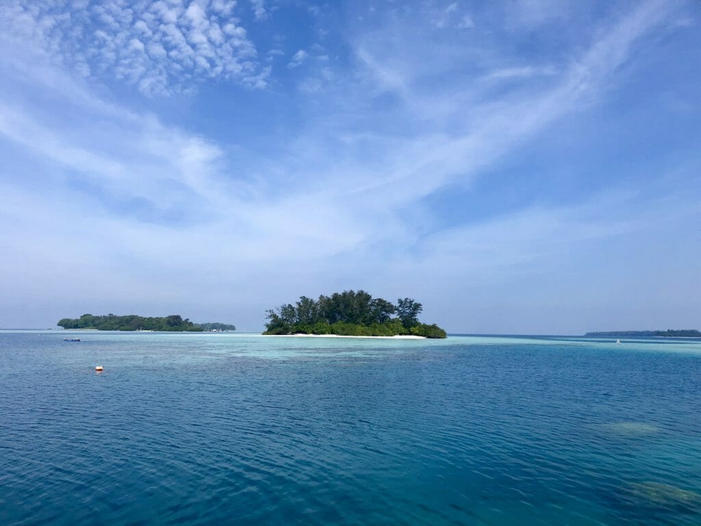 Small island with blue sky