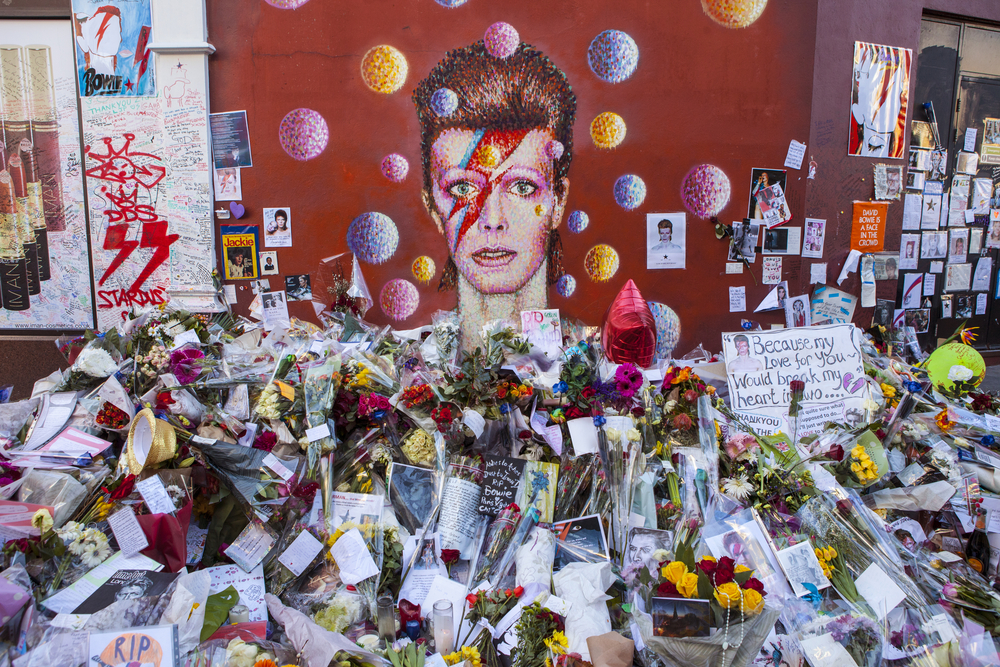 A piece of graffiti of David Bowie as Ziggy Stardust in Brixton, London
