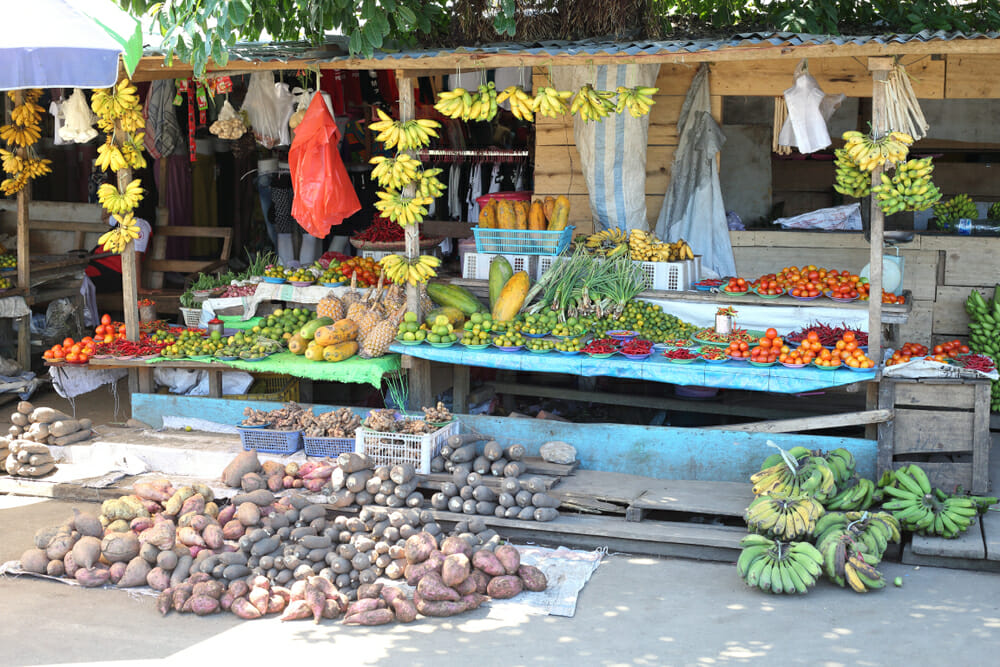 Small market stall selling fruit