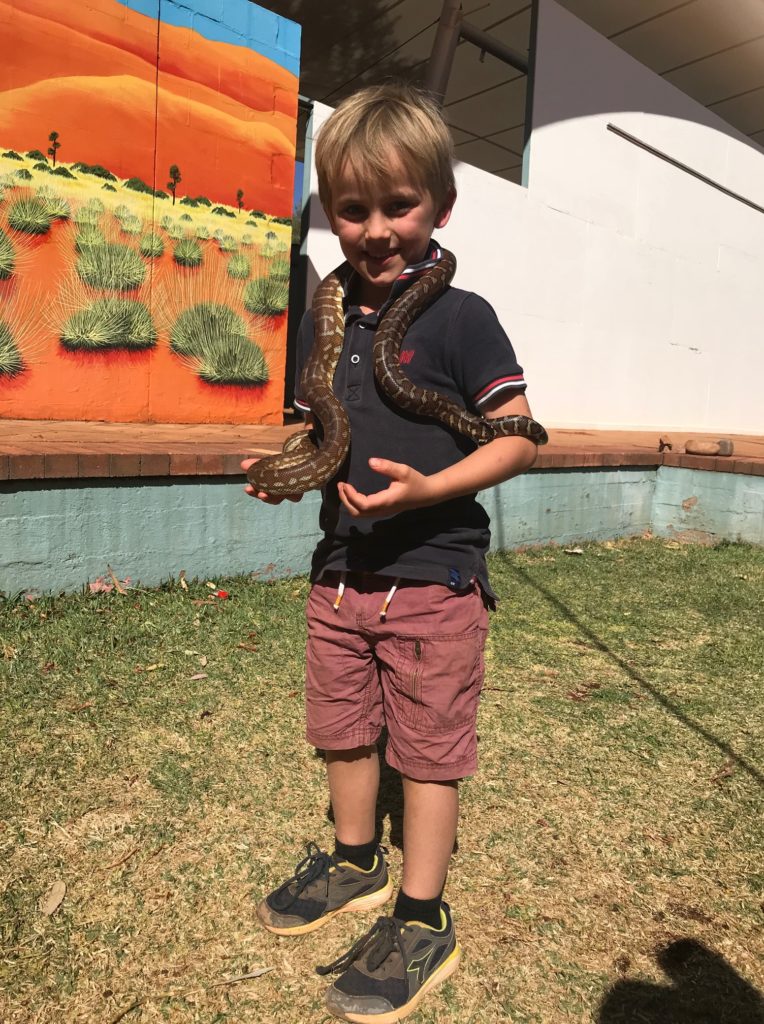 Hold a snake at Ayres Rock Resort