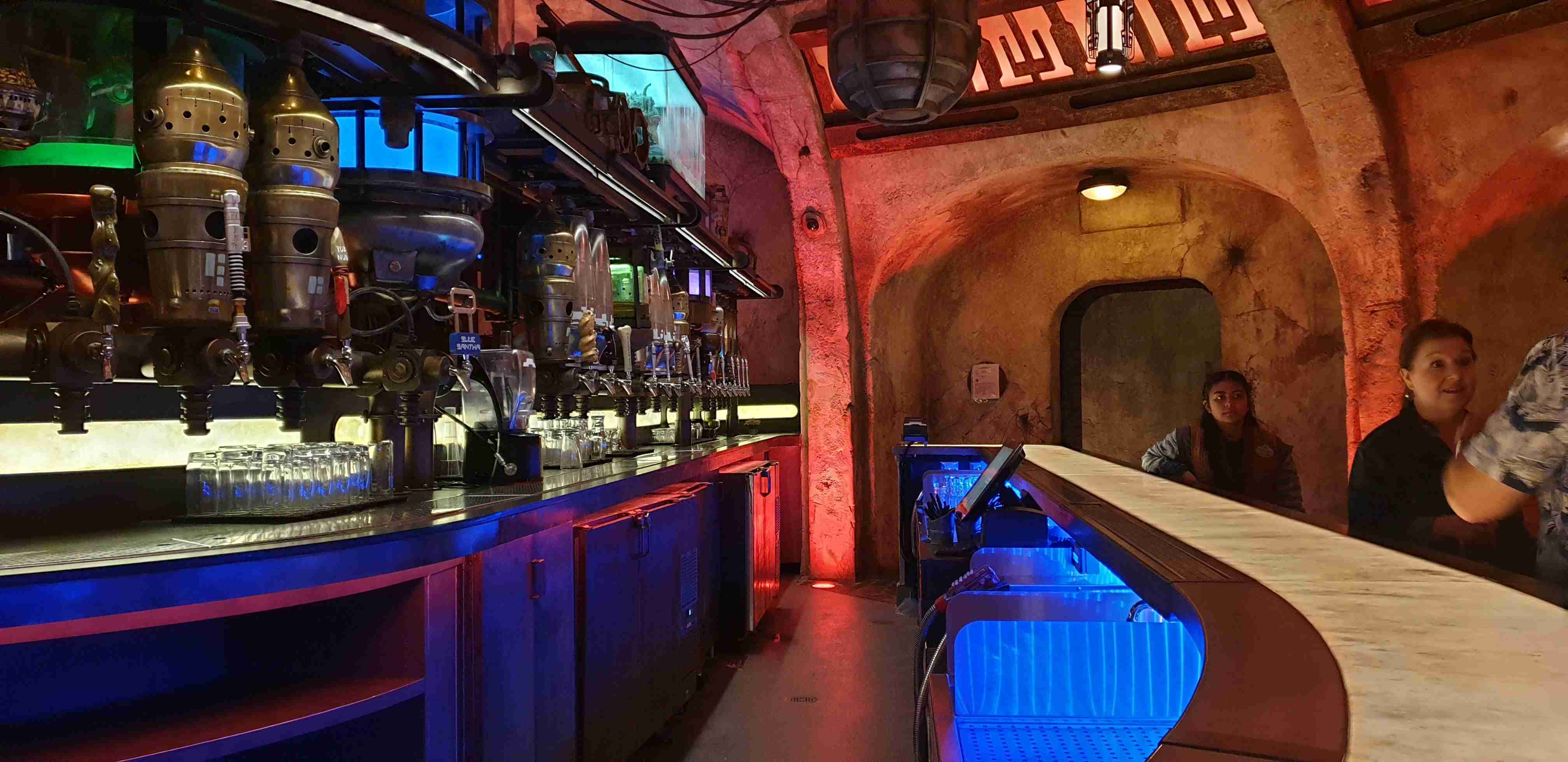 Inside Oga's Cantina at Star Wars: Galaxy's Edge Disneyland Park California