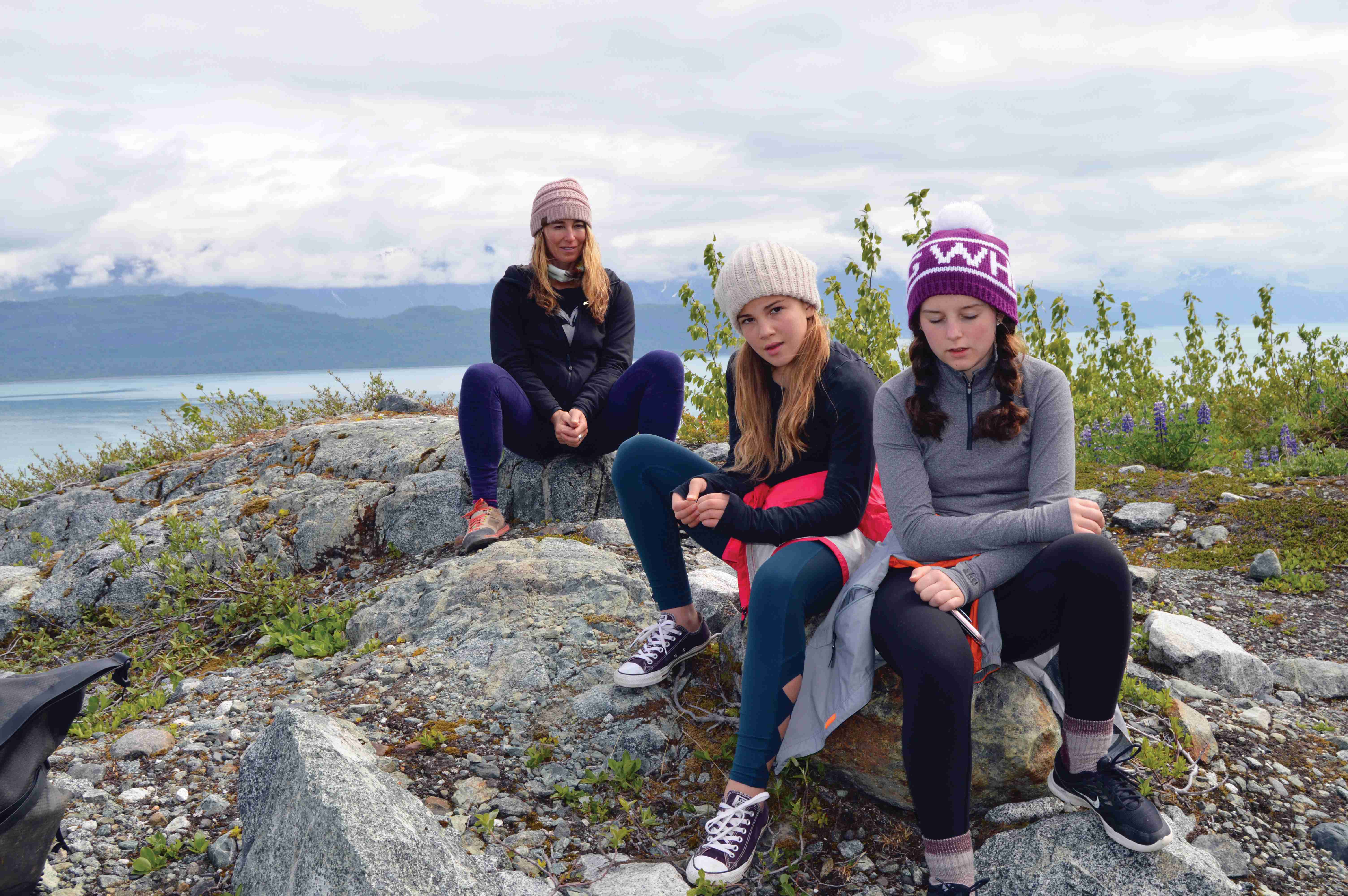 Elizabeth, Katy and Madeline on their Alaska Tour. 