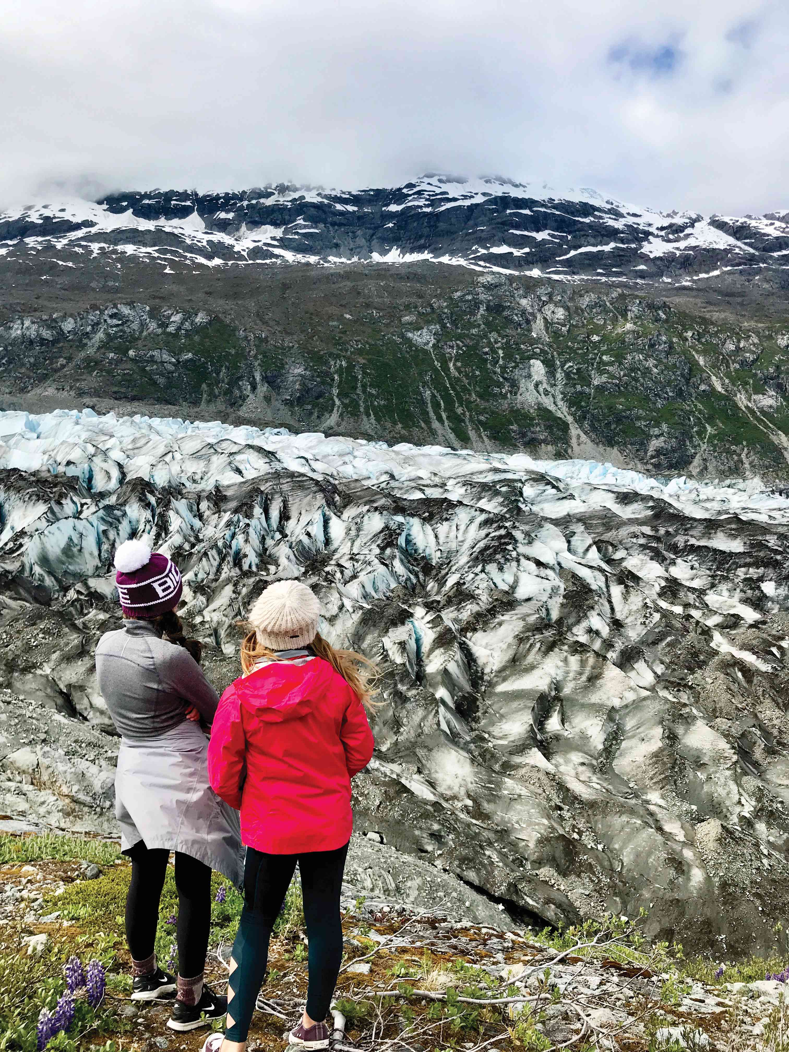 Madeline and Katy overlooking the Lamplugh Glacier Photo Kate Armstrong