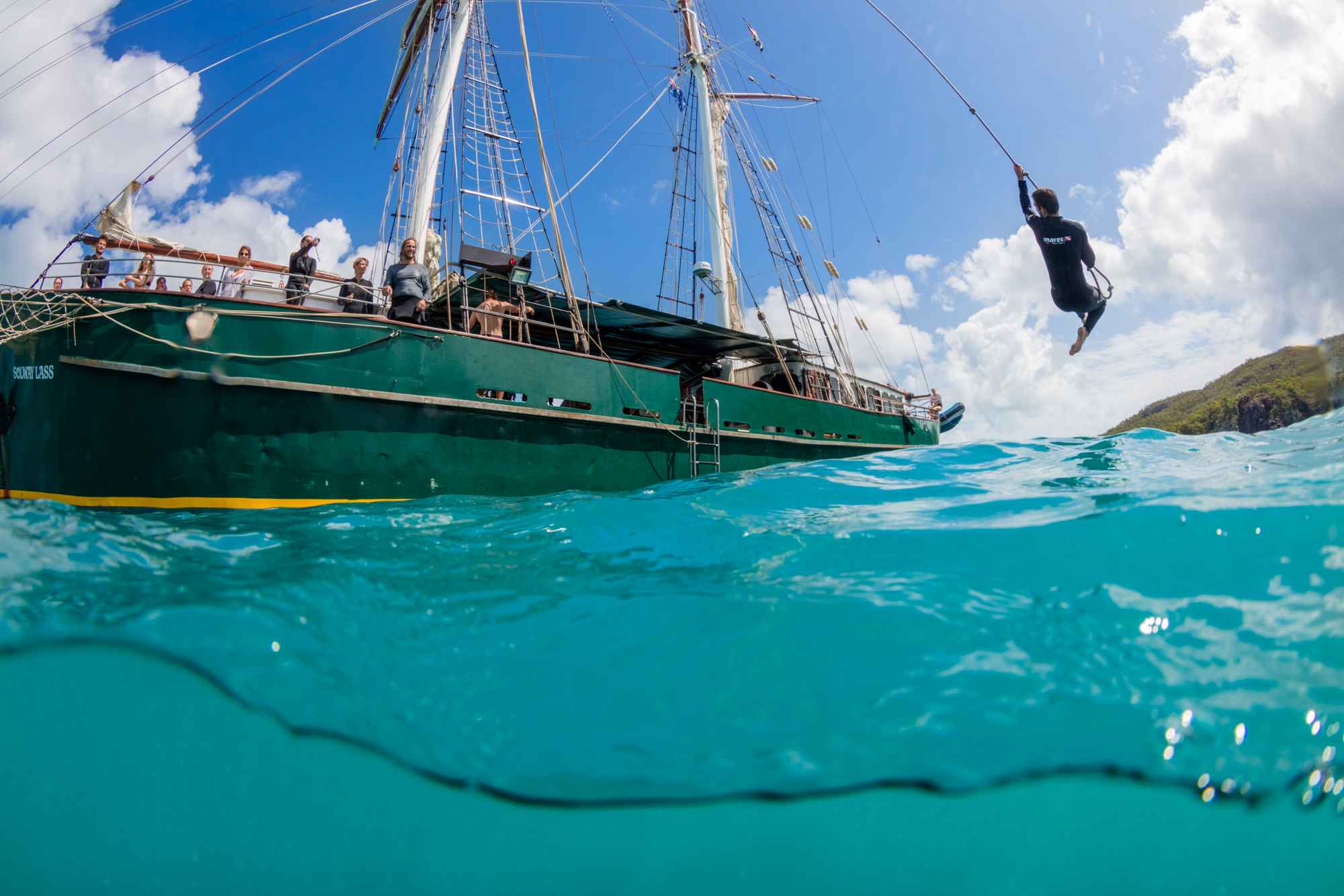Try the rope swing on board the Solway Lass with Explore Whitsundays. 
