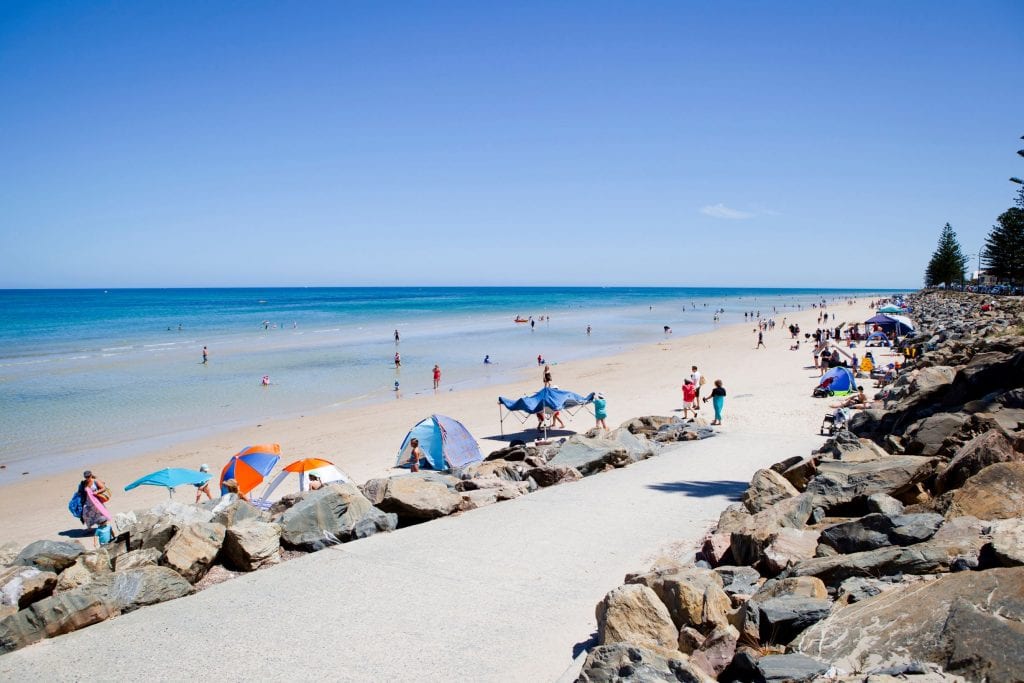 Set up your tent or umbrella for a beach day at Brighton. Credit: City of Holdfast Bay/ Michael Smith