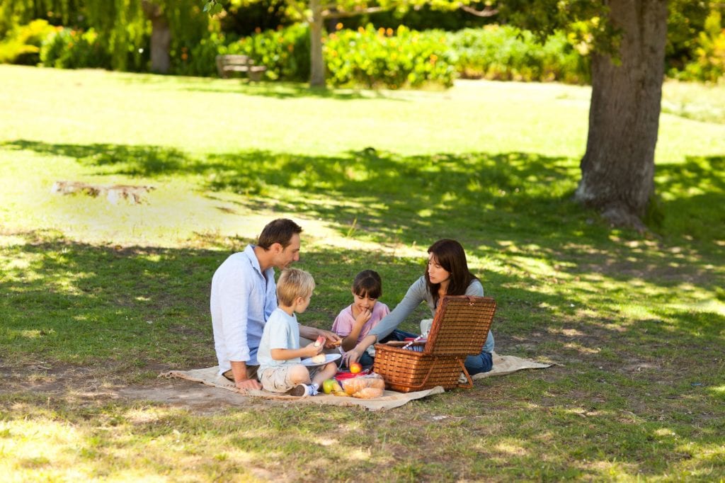 Find a shady patch and enjoy time outside as a family. Credit: Shutterstock