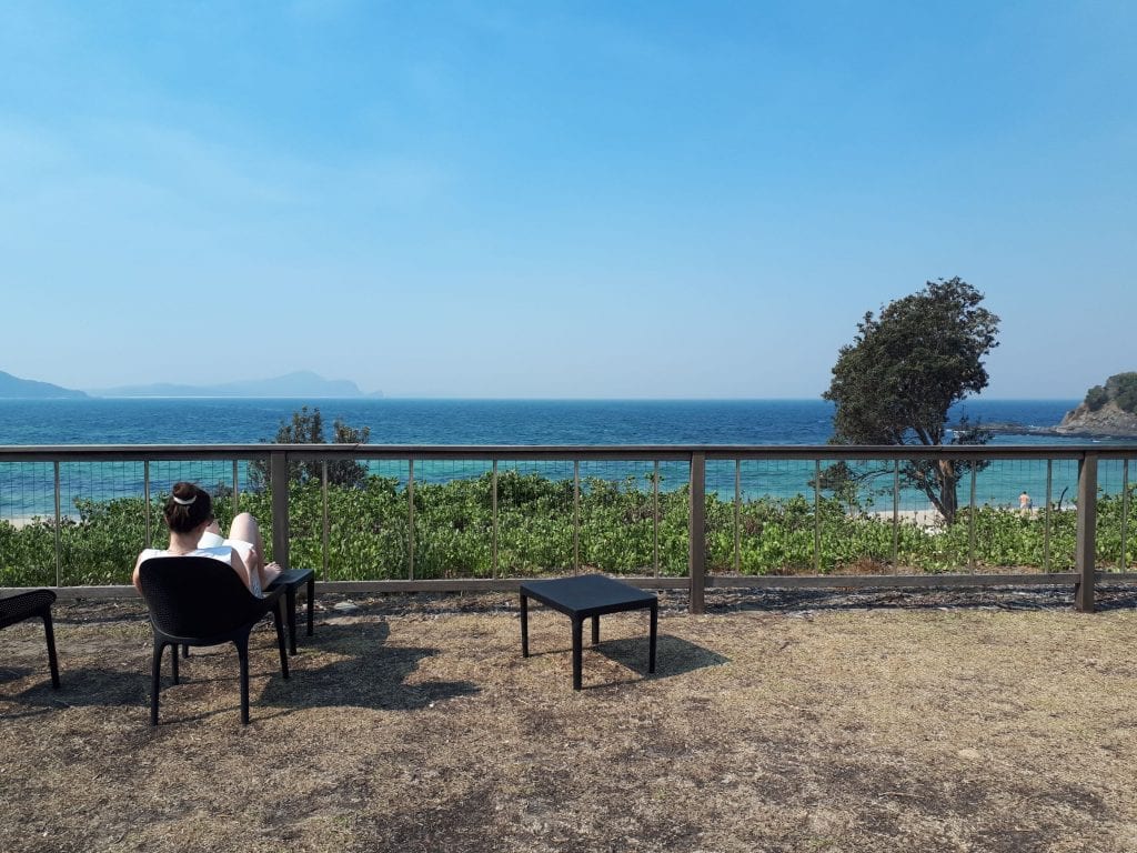 Sit back and relax at Seal Rocks Reflections Holiday Park, overlooking Number One Beach. Credit: Sophie Cullen