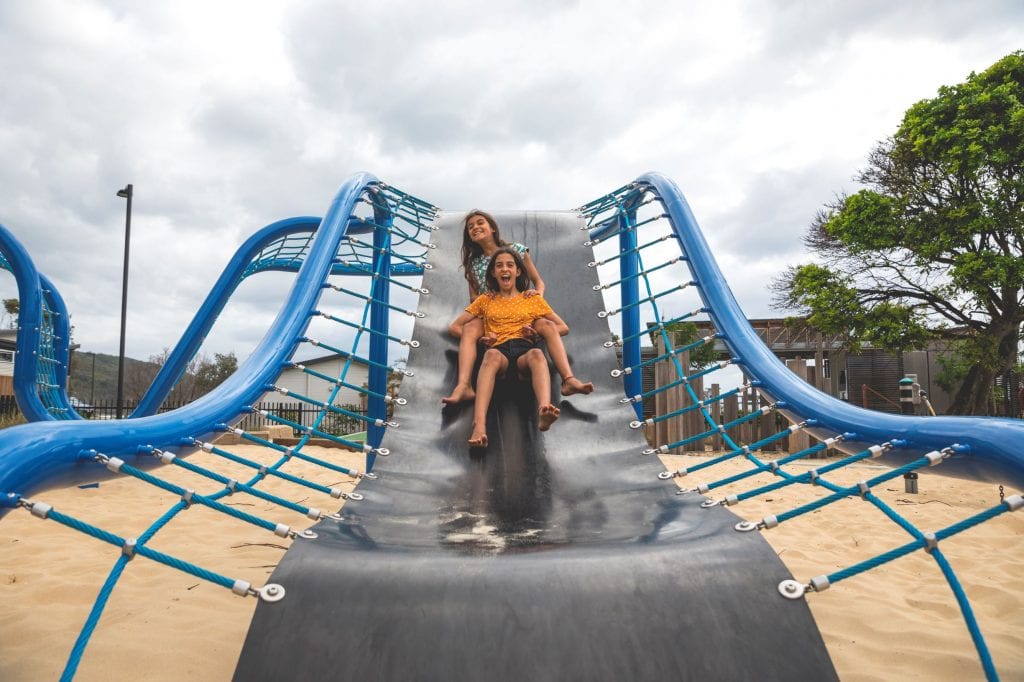The brand new playground tested by the girls from @summerofseventyfive. Credit: Summer of Seventy Five