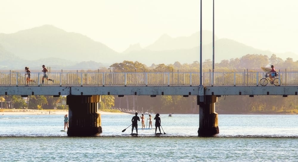 People enjoying the beautiful afternoon at Tallebudgera creek, Queensland Australia