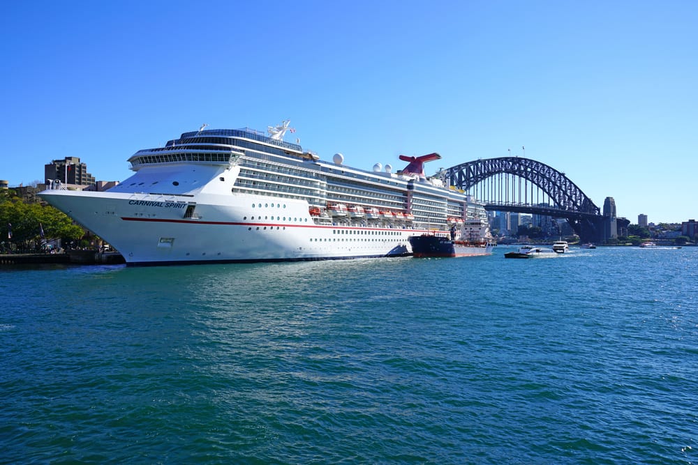 Carnival Spirit cruise ship parked in the Sydney harbour