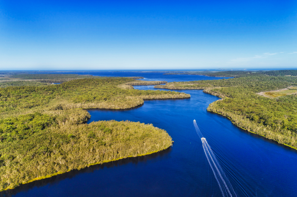 Spectacular Myall Lakes behind the beaches of Seal Rocks