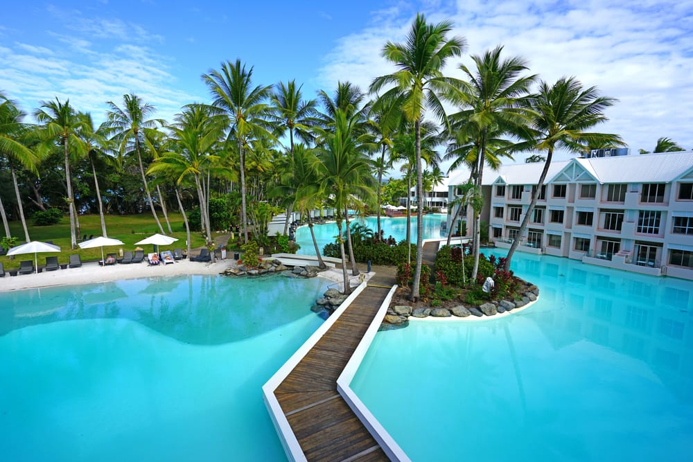 the pool lagoon and bridge at Sheraton Grand Mirage Port Douglas