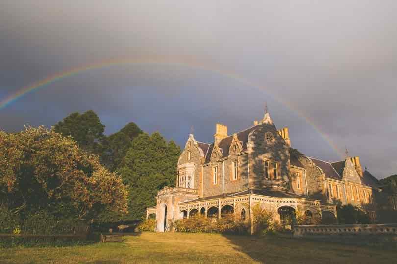 Rainbow behind Abercrombie House in Bathurst