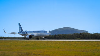 Air New Zealand plane on the tarmac on the Sunshine Coast